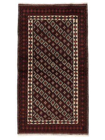 Noué À La Main Baloutche Tapis 99X181 De Laine Noir/Marron Petit