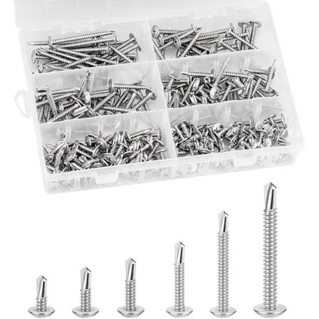 210 stk. Rustfrit Stål Panhoved Selvskærende/Selvborrende Skruer M4.2 Selvborrende Skrue Sæt 50mm/38mm/30mm/25mm/19mm/13mm