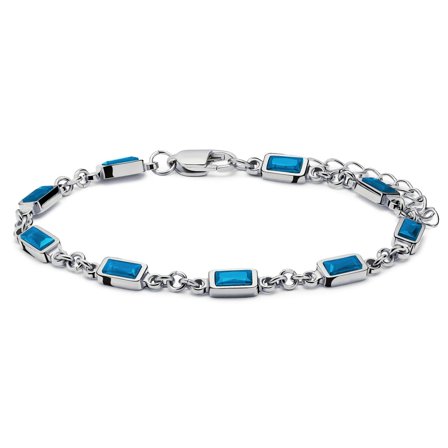 Prism | Bracelet argenté avec pierres en cristal bleu pour hommes - Bracelets chaînes - pour Hommes - Arkai