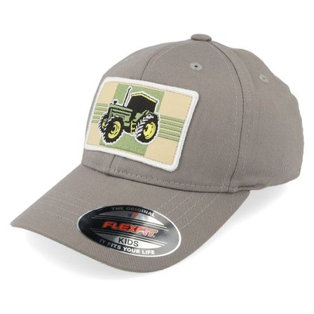 Kiddo Cap - Grå flexfit Keps - Kids Old Tractor Big Patch Grey Flexfit @ Hatstore