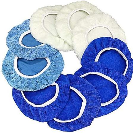 9 stk poleringstrekk vokshette sett for voksing og bilpolering 4 mikrofiber 3 korallfleece 2 ull 9 til 10 tommer