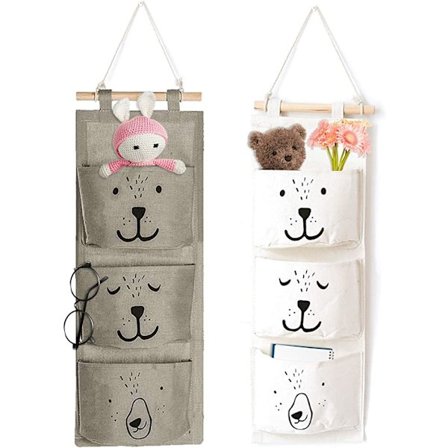 2 stk Henge-Oppbevaringsposer, med 3 Lommer Henge-Lomme Organiser