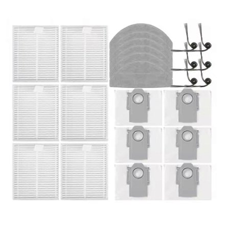 24 stk. reservedeler til M5+ / L5+ / TF+ / Q7T+ Plus, støvsuger sidebørste, filter, moppeklut, støvpose