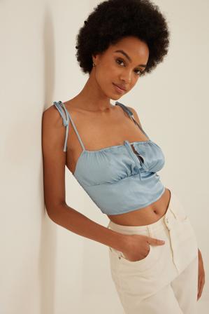 NA-KD Party Haut satin - Tops habillés - Bleu - EU 44