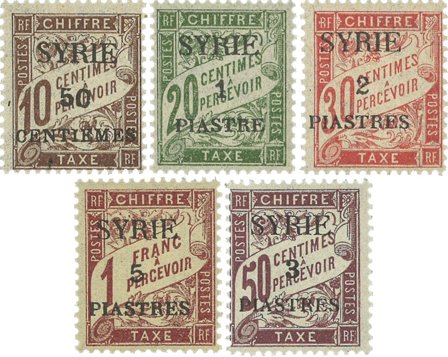 Syrien - Portomærker YT 22-26 - Postfrisk sæt