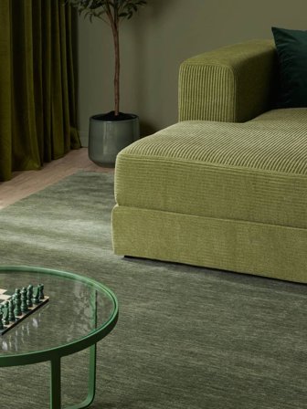 Ensfarget Lite Handloom Fringes Teppe - Grønn 140X200 Ull, I Moderne Stil