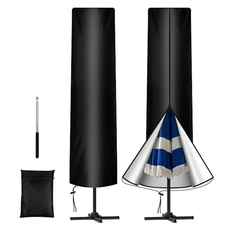 Parasolltrekk for utendørs bruk med teleskopstang, 210D Oxford-stoff, vanntett, vindtett, UV-bestandig, hageparasolltrekk, 240 x 57/57 cm