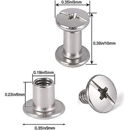 50 stk Chicago Skruer 5mm Bogbinding Sølv Nælsøm Kit