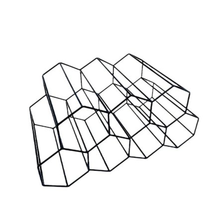 Frittstående metallvinreol for 9 flasker - Svart honeycomb-design