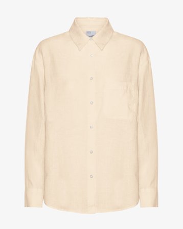Linen Oversized Shirt - Ivory White - Female - XS