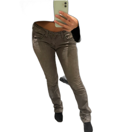 Grå lågmidjade jeans
