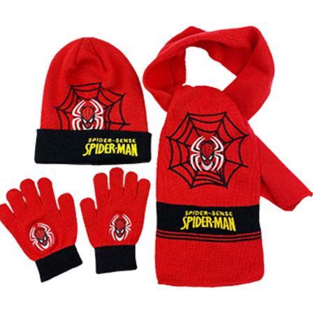 Kids Spiderman Printed Vinter Mössa Hatt Handskar Scarf Set Present
