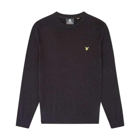 Lyle & Scott Bomuld Merino Crew Neck Jumper Sort, Herre Strik