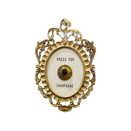Dekorativ dørklokke, Champagne dekorativ skiltring, 22,9 cm høy X 14 cm bred, gull- og hvitmalt resin (FMY)