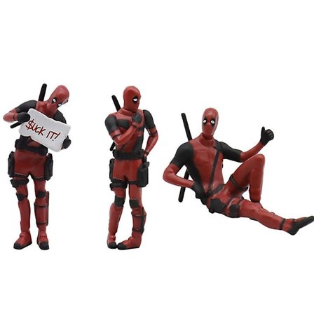 3-pack X-Men Deadpool Actionfigurer Leksaker Modellprydnader Staty För Hem Bil Skrivbordsdekorationer (FMY)