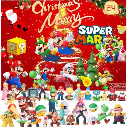 Super Mario Lasten Joulukalenteri 2023, 24 yll tyksellist joululahjaa v rikk ill Mario-leluilla