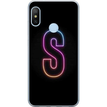 Kompatibelt Mobildeksel til Xiaomi Xiaomi Mi A2 Lite Neonbokstav S i lysende rosa og blå toner mot mørk bakgrunn, stilig bokstavkunst med retrofutur