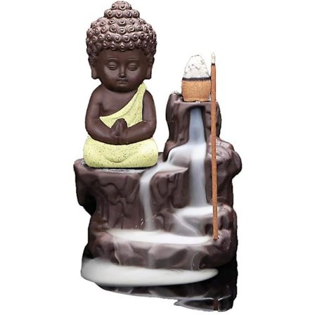 Røgelsesbrænder med Tilbageløb - Keramik - Med 10 Gule Røgelseskegler