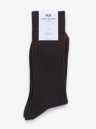 John Henric Men's Dunkelbraune Gerippte Socken Size 43-46
