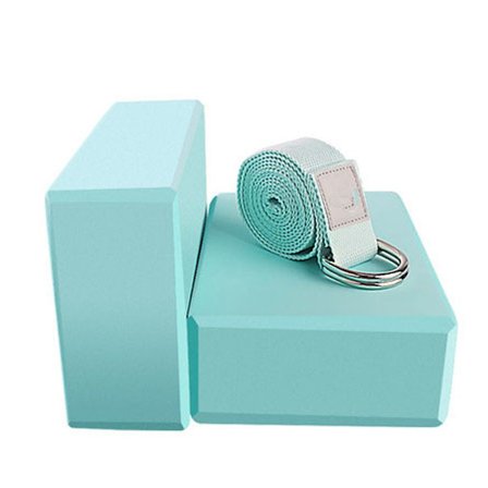 Yogablok sæt af 2 med yogarem, skridsikker yogablok, skridsikker yoga og