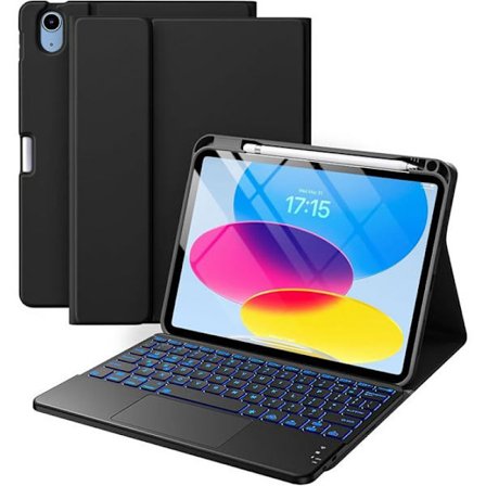 [LLC] Tastaturcover til iPad 10./11. generation, 11/10,9 tommer, touchpad, baggrundsbelysning, sort