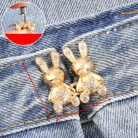 2 STK bukse midje strammer knappnåler GULL