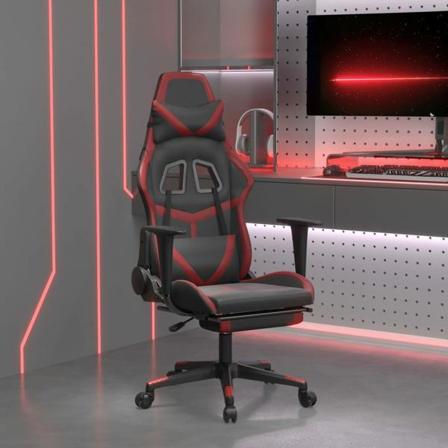 Vidaxl Gamingstol Med Massage Och Fotstöd Svart Och Röd Konstläd Röd
