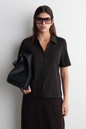 COS Women's Jersey Resort Shirt in Brown