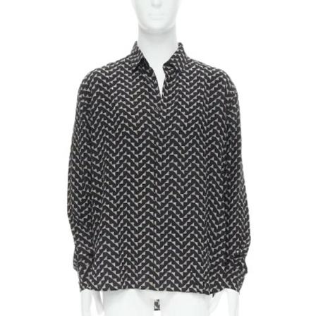 Saint Laurent Vintage, Pre-owned Silk tops Zwart, Dames, Maat:L,print