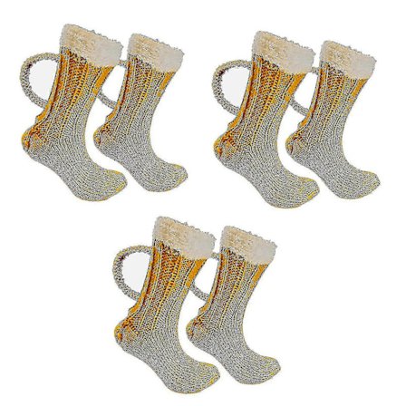 3D Ølsejdel Strømper Søde Unisex Sjove Nye Gule Strikkede Strømper Varme Tykke Gulvstrømper til Mænd [DB] 3 par