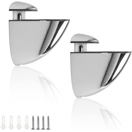 Glashyllevægbeslag, 2 Justerbare Væghængte Glasklemmer