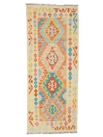 Oriental Kilim Afghan Old Style Rug 81X204 Runner Orange/Yellow Wool, Afghanistan