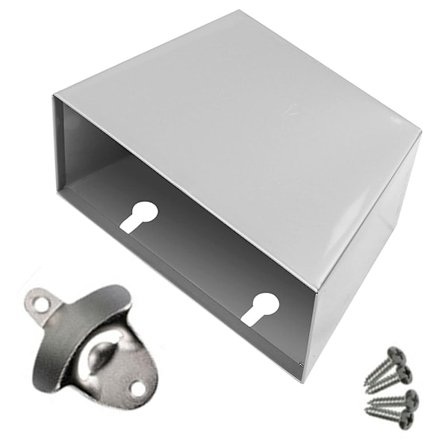 Väggmonterad kapsylöppnare med stålbehållare för kapsyler Rymmer upp till