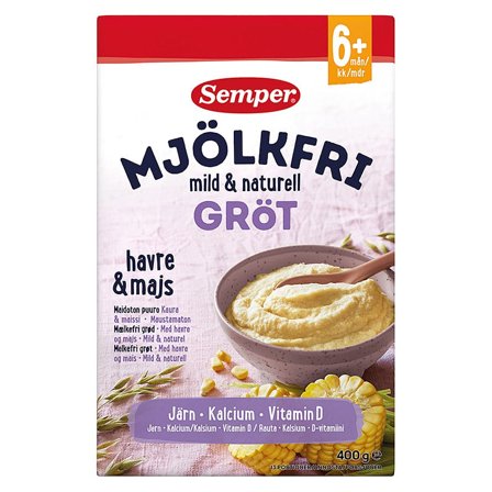 Semper Mælkefri Grød Havre og Majs 400 g, Helse & Madvarer, Babymad, Grødblandinger