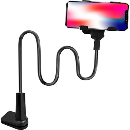 Gooseneck Telefonhållare, Vikbar Tablet- och Smartphonehållare - 360° Flexibel Arm, Total Längd 75cm