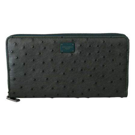 Dolce & Gabbana, Ostrich Leather Continental Wallet Zielony, Mężczyzna, Rozmiar: ONE Size