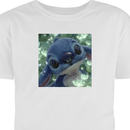 Barn T-shirt Stitch med blomma kawaii Disney alien blå