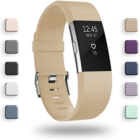 Smart klocka, armband ersättningsband kompatibel med Fitbit charge 2, klassiska och speciella justerbara sportarmband(Tan-S)