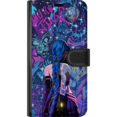 Kompatibel Tegnebogsetui til Samsung Samsung Galaxy S24 FE Farverig graffitiillustration med en blåhåret karakter i urbant neonstil og kreativt kaos