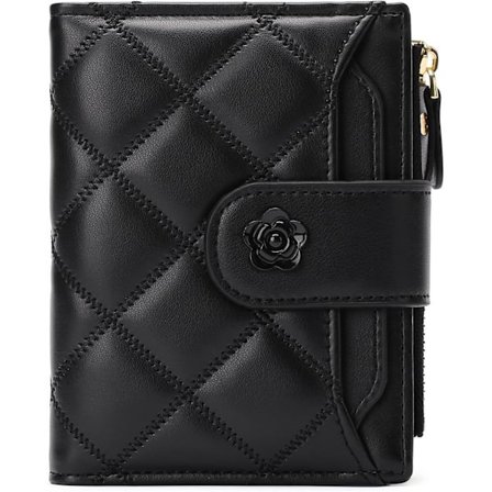 Læder Bi-fold pung til kvinder med RFID-blokering, kreditkortholder med 15 kortpladser, ID-vindue og møntlomme