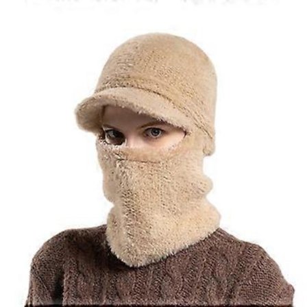 Ainutlaatuinen neulepipo Balaclava Pääkallopipot Balaclava trendikkäälle pään yli vedettävä lämmin pääkallopipo neulottu hattu juhlaklubi Khaki (Khaki