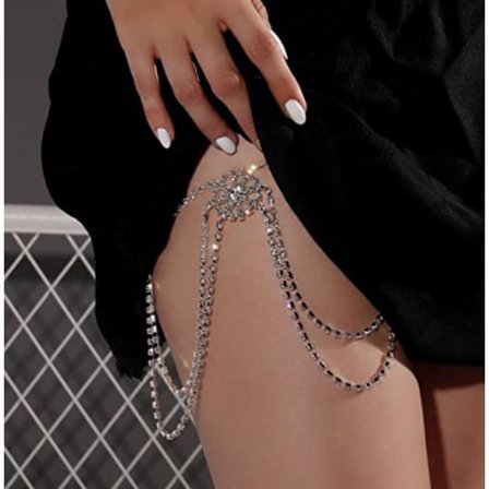 IC Julkroppskæder Krystalkropssmykker Snøbenskæde Sølv Rhinestones Kropssmykke Smykker Fest Rave Kropssmykker til Kvinder og Piger