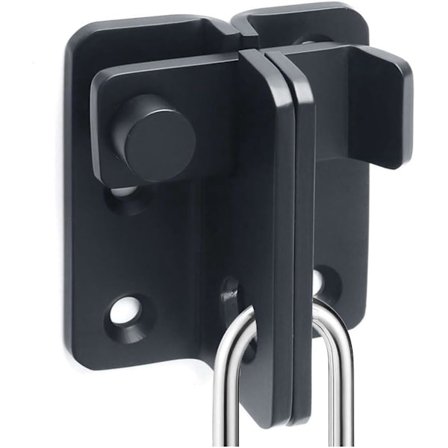 Låse i rustfritt stål, skyvelås, låse for skodder, dør, port, hageskur, bad, garasje, vindu, venstre åpning, venstre åpning, svart