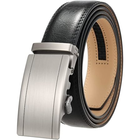Herrarmband, Herrar Äkta Läder Ratchet Klädsel Bälte med Automatisk Spänne, Elegant Presentask