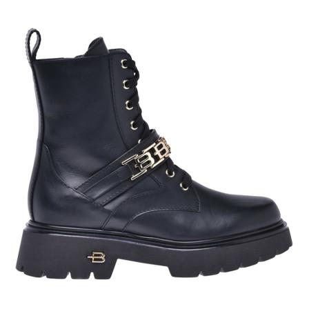 Baldinini, Combat boots in czarny calfskin Czarny, Kobieta, Rozmiar: 39 1/2 EU