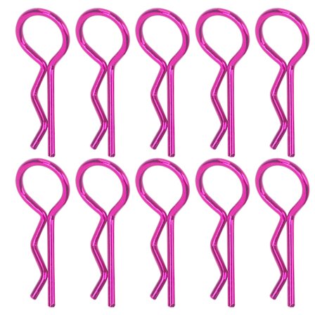 10 st RC Bil Kaross Klämmor RShape Metall Kaross Pins för 1/5 1/6 1/8 1/10 RC Bil (Lila)