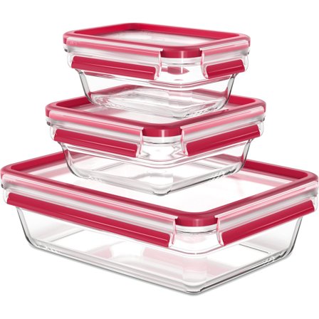 Tefal FRESH MasterSeal madbokse 0,55/1,0/2,3 liter, 3 stk. - Rød | KitchenOne