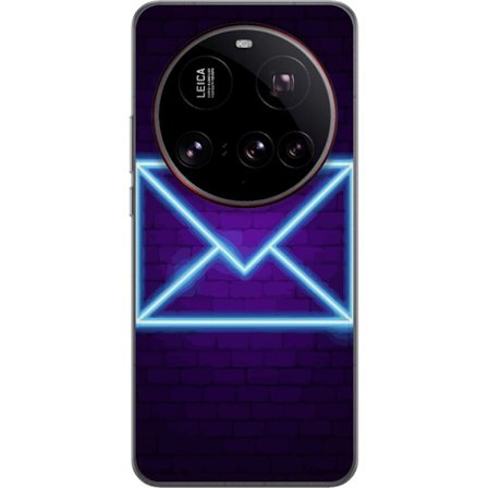 Kompatibelt Mobildeksel til Xiaomi Xiaomi 15 Ultra Neon illustrasjon av konvolutt i blått lys mot lilla murvegg, moderne symbol for meldinger kommuni