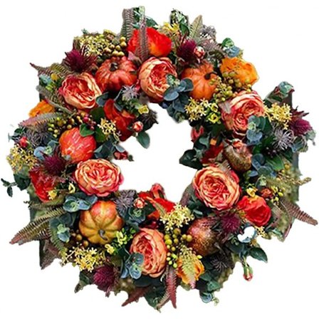 Höstkrans för ytterdörr, 45 cm/17,7 tum