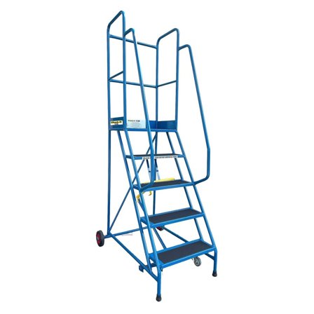 Warehouse safety steps, anti-slip, 5 treads, H 1250 mm, blue